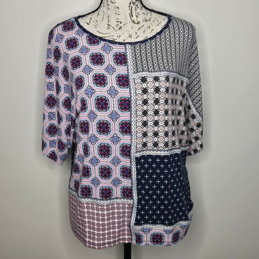 CHICOS Multicolor Patchwork Patterned Womens Shor… - image 1